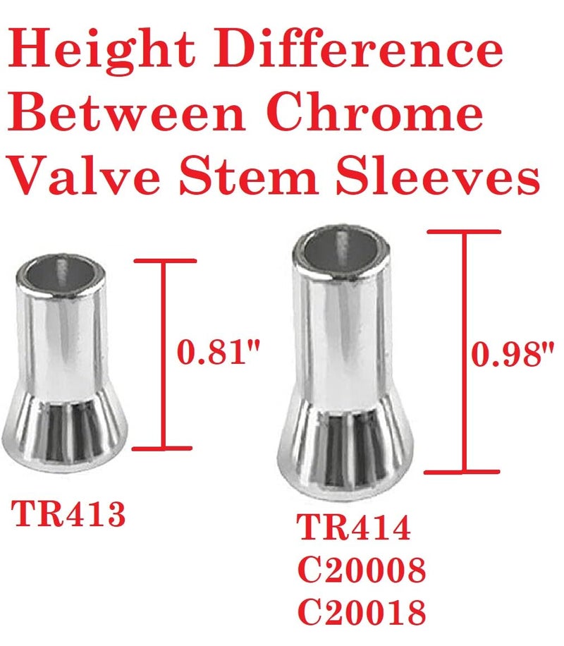 Muzzys C20008 TR414, Universal, TPMS Chrome Valve Stem Sleeve Covers and Cap Dress Up Kit (Set of 4) Fits All TPMS Rubber Valve Stems for All Make and Model Cars and Trucks with Rubber TPMS Sensors - Image 2